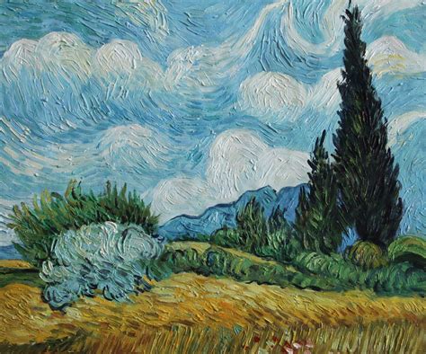 Vg06 Wheat Field With Cypresses 1889 Vincent Van Gogh Repro Oil