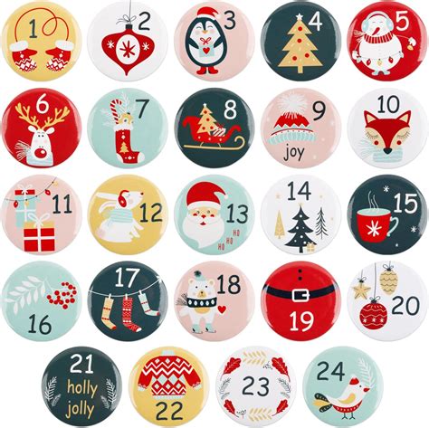 Pcs Badges Calendrier De L Avent Pour No L Avec Chiffres