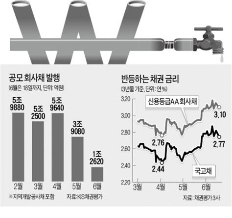 회사채 발행 두달 연속 급감사상 최저금리 자금조달 잔치는 끝났다 한국경제