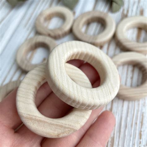 Flat Round Wood Rings Unfinished Wooden Rings 45mm Wood Etsy