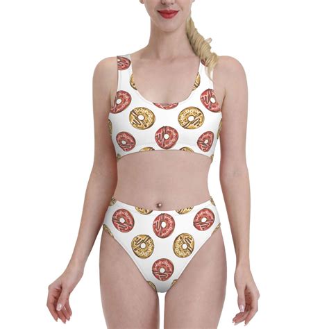 High Waisted Bikini Sets For Women Simple Donut Print Piece Sporty