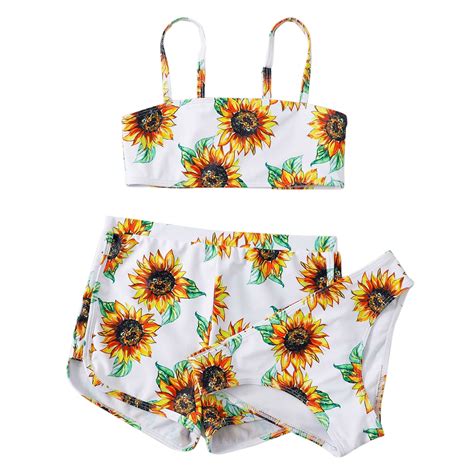 Big Girls Piece Swimsuit Strap Bikini Sets Beach Bathing Suit Swimwear Yellow Y Cute