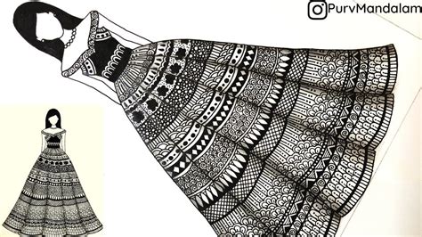 Beautiful Dress Doodle Art Zentangle Art Mandala Art Dress