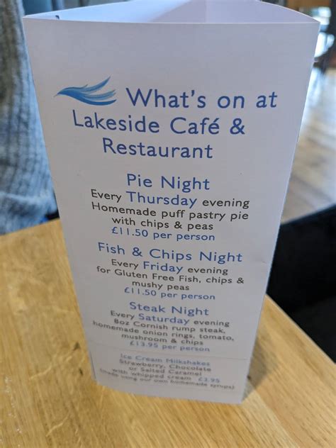 Menu At Lakeside Cafe Newquay