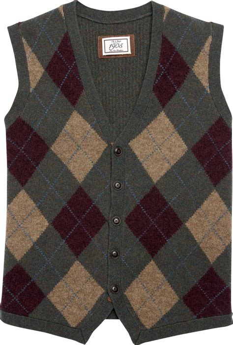 Tailored Fit Olive Argyle Sweater Vest Clearance Argyle Sweater