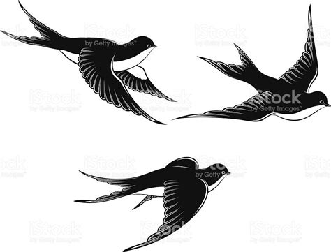 Three Flying Swallows Rondini Illustrazione Vettoriale Illustrazione