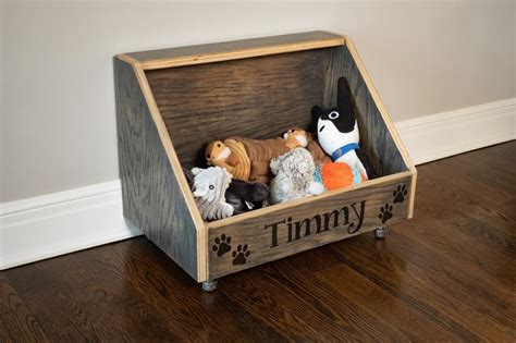 Small Pet Toy Box Etsy Diy Toy Storage Dog Toy Box Dog Toy Storage