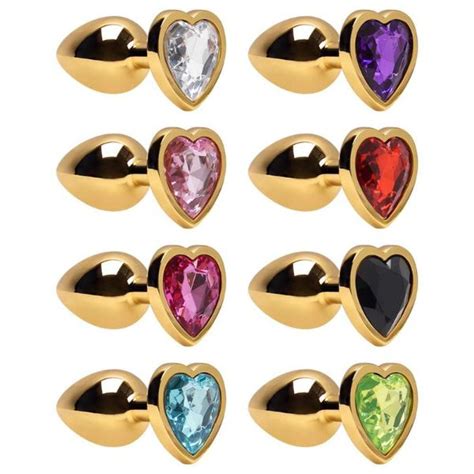 Plug Anal Formato De Cora O Dourado Tamanho P Pedra Kapit Sex