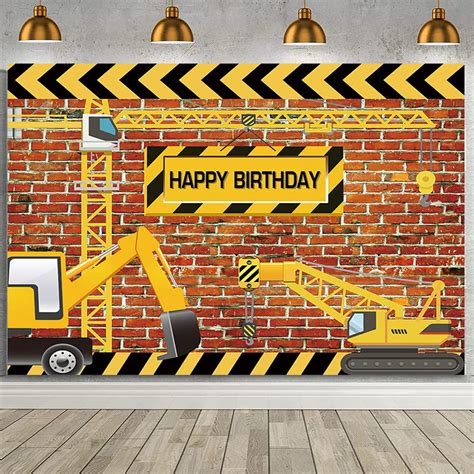 Aibiin Construction Birthday Party Backdrop Banner Excavator Dump