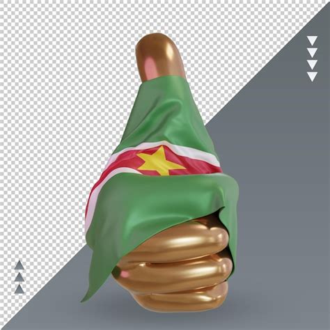 D Pulgar Surinam Bandera Renderizado Vista Frontal Archivo Psd Premium