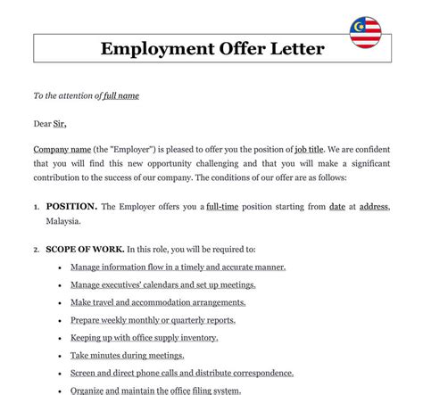 Offer Letter Of Employment Msia Group Infoupdate Org