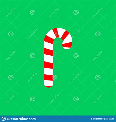 Candy Cane Icon Christmas Symbol Flat Design Template Xmas Sign