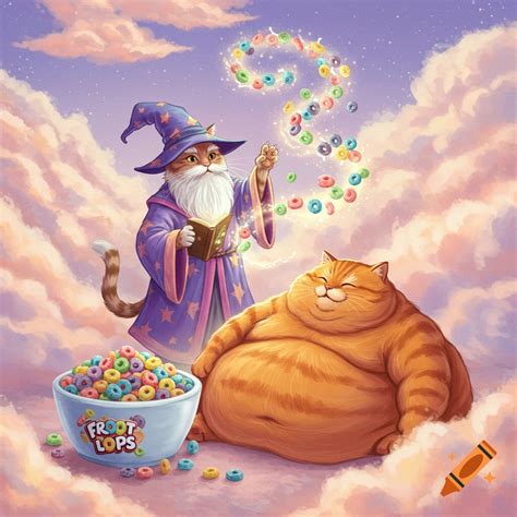 wizard cat conjuring cereal   fat cat  cereal bowl