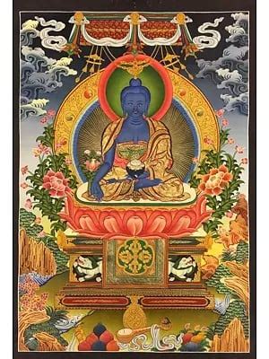 Medicine Buddha Thangka Brocadeless Thangka Exotic India Art