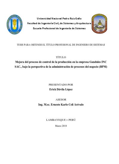 Mejora Del Proceso De Control De La Producci N En La Empresa Gandules