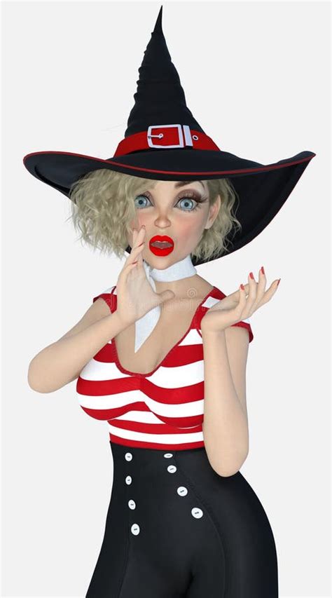 Fermeture D une Jeune Belle Sorcière Blonde Murmurant Ses Secrets Sur Fond Blanc Isolé