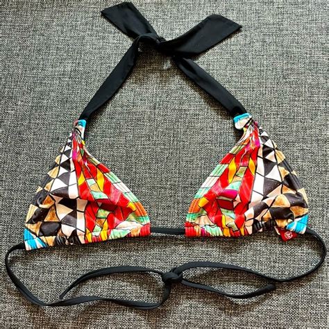 Guess Swim Guess Stained Glass Pattern Triangle Bikini Top Poshmark