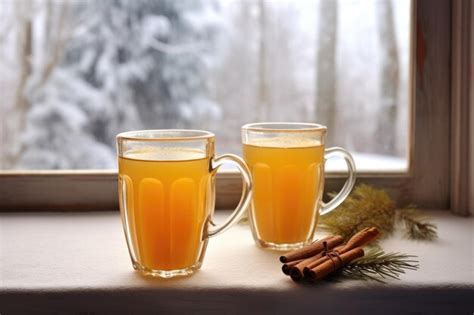 Premium AI Image Two Hot Toddy Drinks Seen Through A Frosted Window