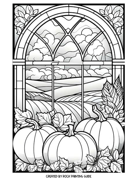 15 Free Stained Glass Fall Coloring Pages For Adults