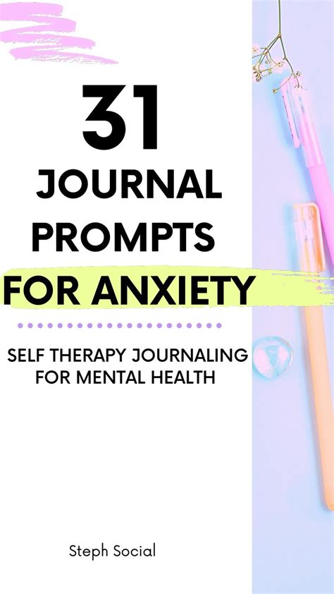 31 Journal Prompts For Anxiety Mental Health Self Therapy Journaling