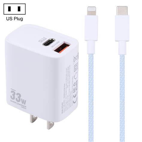 PD 33W USB C Type C QC 3 0 USB Dual Port Charger With 1m 27W USB C