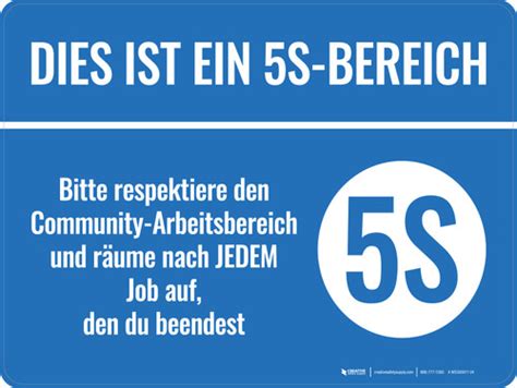 Dies ist ein 5S-Bereich (This is a 5S Area) German - Wall Sign