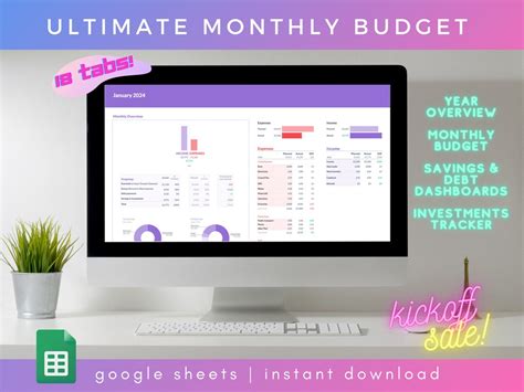 Monthly Budget Debt Payoff 2024 Financial Planner Savings Tracker 50 30