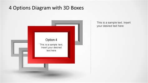 4 Options Diagram Template For Powerpoint With 3d Boxes Slidemodel