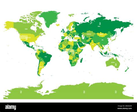 Mapa Del Mundo En Cuatro Tonos De Verde Sobre Fondo Blanco Mapa