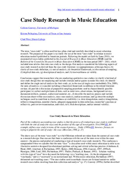 Pdf Case Study Research In Music Education