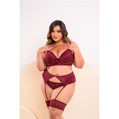 Conjunto De Lingerie Cinta Liga Sensual Plus Size Shopee Brasil