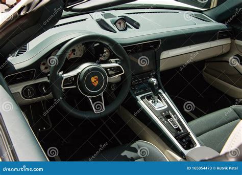 Porsche car interior editorial stock photo. Image of porsche - 165054473