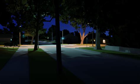 Neighborhood Street Night Lowpoly Blender