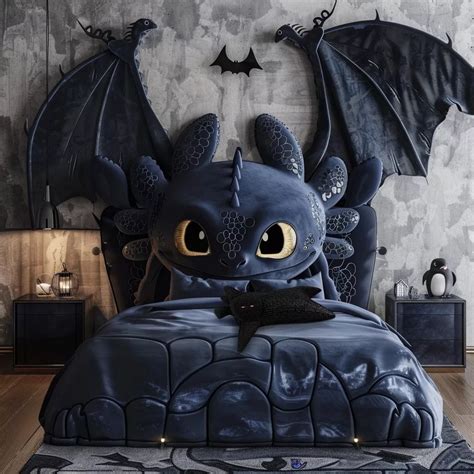 Toothless Themed Beds Crafting A Dragon Inspired Bedroom Think Art