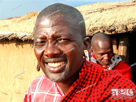 Masai man with pierced earlobes. Piercing and stretching of earlobes is common among the Maasai ...