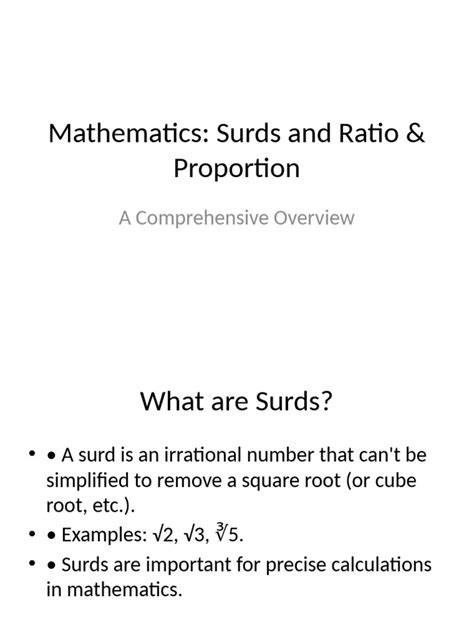 surds ratios proportions explained  ratio square root