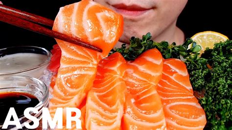 Asmr 연어회 먹방 Salmon Sashimi Mukbang Eating Sounds Youtube