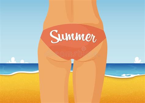 Girl With Pink Bikini Sunbathing On Beach Summer Vacation Stock Vector Illustration Of Blue