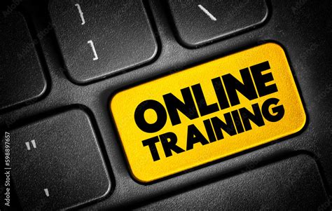 Online Training Text Button On Keyboard Concept Background Stock Photo