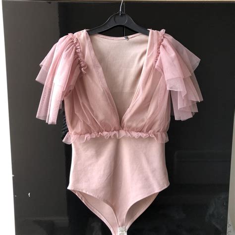 Beautiful Nude Pink Netted Bodysuit With Depop