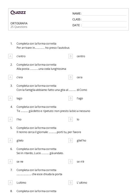 Ponad Gramatyka I Ortografia Arkuszy Roboczych Dla Klasa W Quizizz