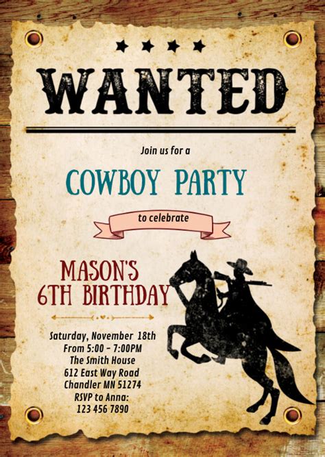 Wanted Poster Template For Kids Birthday