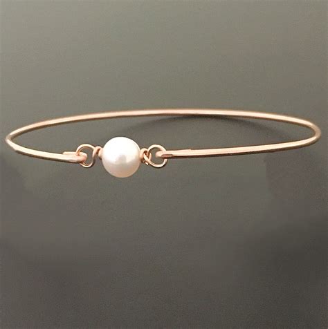 14k Rose Gold Filled Cultured Freshwater Pearl Bracelet Dainty Bracelet