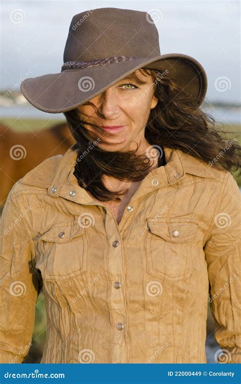 Woman Wearing Western Hat Royalty Free Stock Images Image 22000449