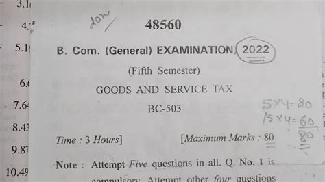 GST Question Paper 2022 2023 Goods And Service Tax Question Paper