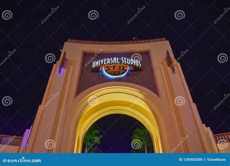 Top View Of Universal Studios Arch At Night In Universal Studios Area 2