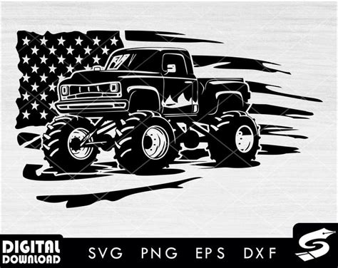 Cool American Distress Flag Monster Truck Svg Monster Truck Svg Truck