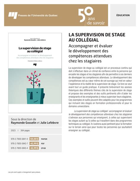 Pdf La Supervision De Stage Au Coll Gial Accompagner Et Valuer Le