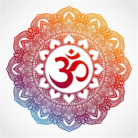 om symbol  color ornamental mandala premium vector