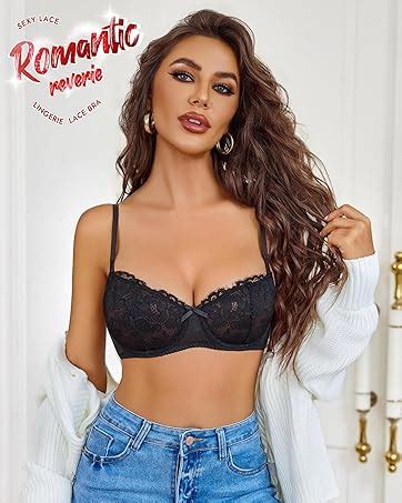 Avidlove Women S Sexy Lace Bra Sheer Balconette Underwire Unlined Everyday Bras Lingerie White